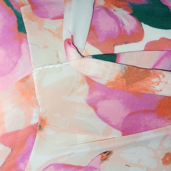 Eliza J* High Low* Chiffon* Maxi Dress* Multi Colored Floral* Sz 4 - Picture 5 of 6